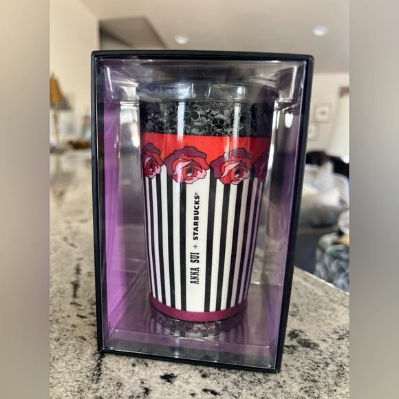 LIMITED EDITION Starbucks x Anna Sui Rose Stripe 12oz. double wall mug - Picture 2 of 8